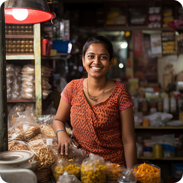 Local store with smiling shopkeeper