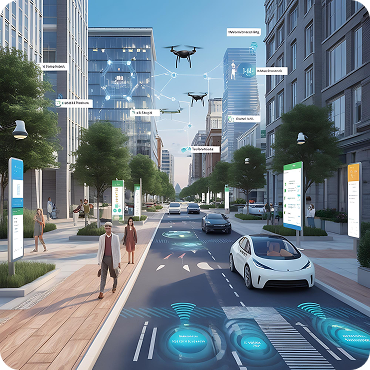 Smart city with drones and technology